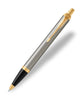 Parker IM Ballpoint Pen - Brushed Metal with Gold Trim