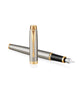Parker IM Fountain Pen - Brushed Metal with Gold Trim