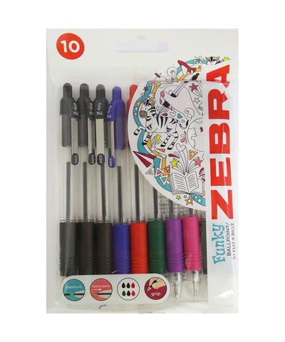 Zebra Z-Grip Ballpoint Pen - Assorted 10 Pack