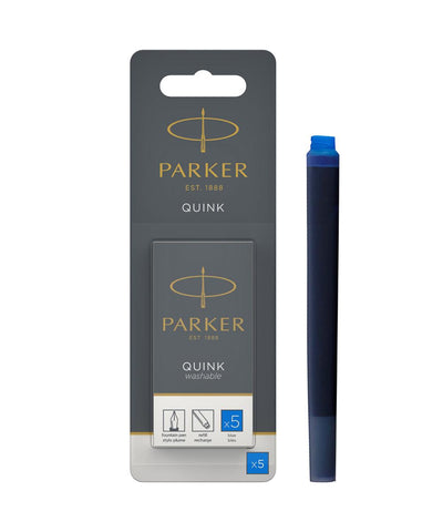 Parker Quink Ink LONG Cartridges Pack of 5 - Blue Washable