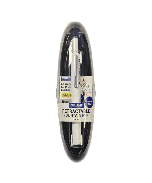 WRITECH Retractable Fountain Pen White (Blue Ink) | The Hamilton Pen ...