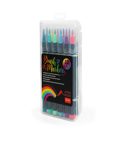 Legami Set of 12 Brush Markers - Bright Colours