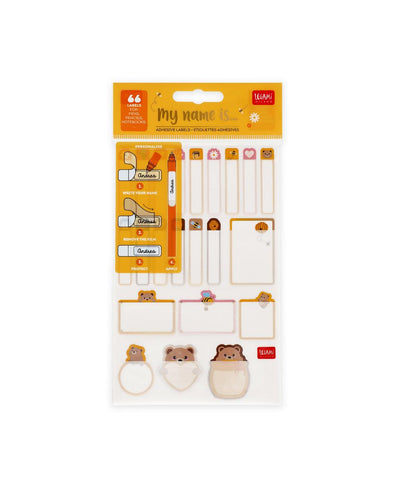 Legami My Name Is...Set of 66 Adhesive Labels - Teddy