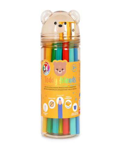 Legami Teddy Friends Set of 24 Colouring Pencils with Sharpener