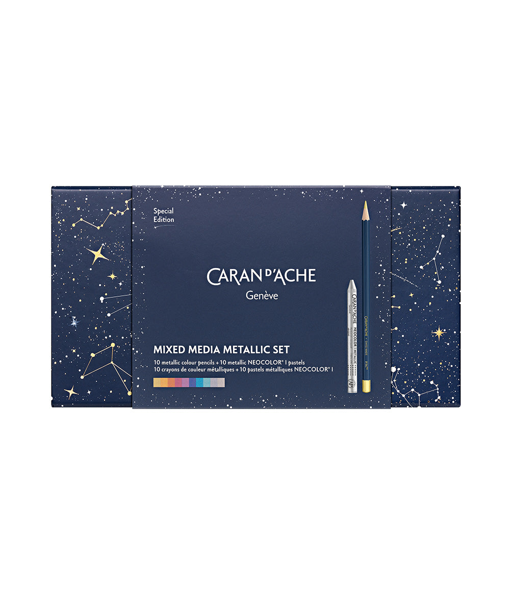Caran d'Ache Mixed Media Set - Cosmic Blue Special Edition Set of 20