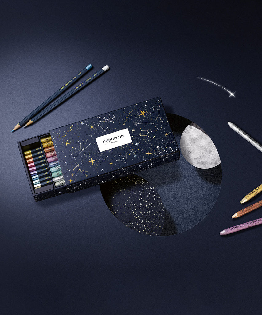 Caran d'Ache Mixed Media Set - Cosmic Blue Special Edition Set of 20