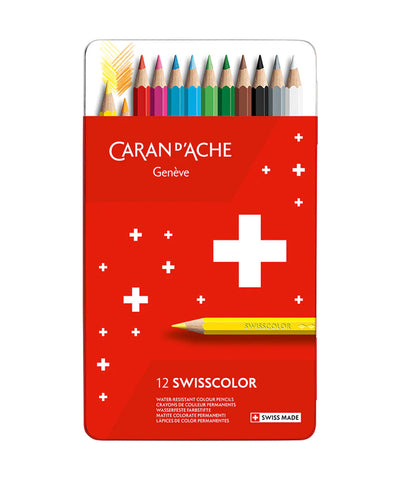 Caran D'Ache Swisscolor Coloured Pencils - Water Resistant Set of 12