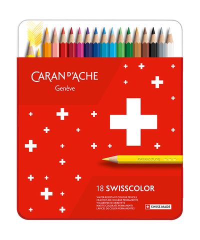 Caran D'Ache Swisscolor Coloured Pencils - Water Resistant Set of 18