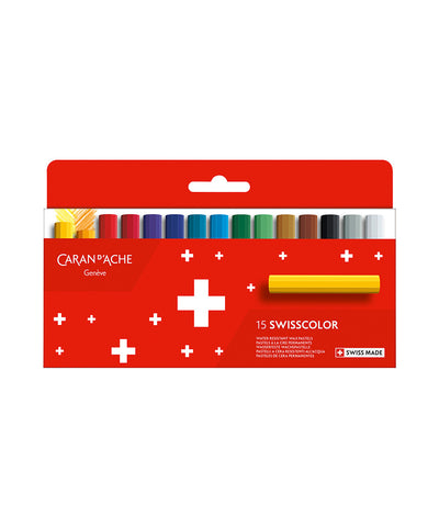 Caran D'Ache Swisscolor Wax Pastels - Water Resistant Set of 15