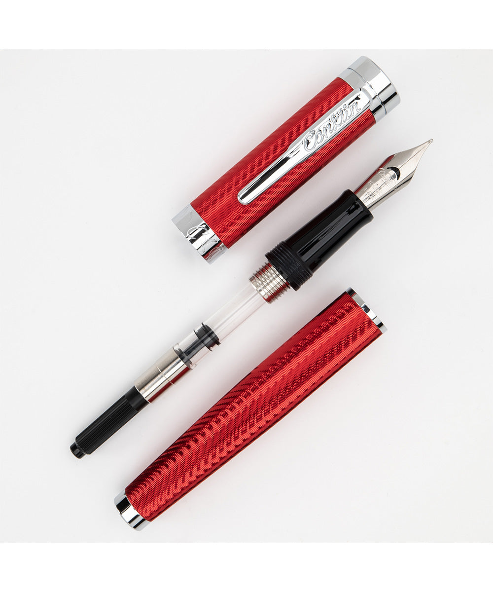 Conklin Herringbone Signature Fountain Pen - Red | The Hamilton Pen Company