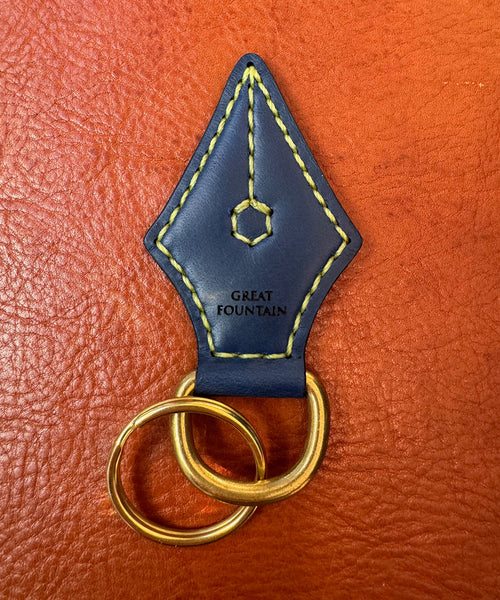 Great Fountain Leather Nib Key Ring - Cobalt Blue and Yellow