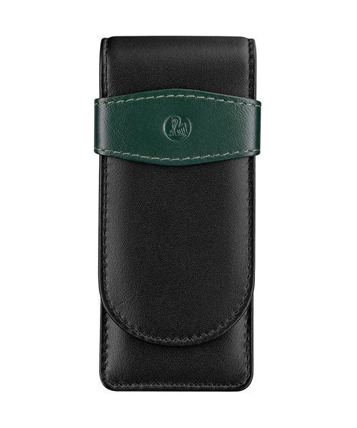 Pelikan Leather Pen Case for 3 Pens - Green And Black