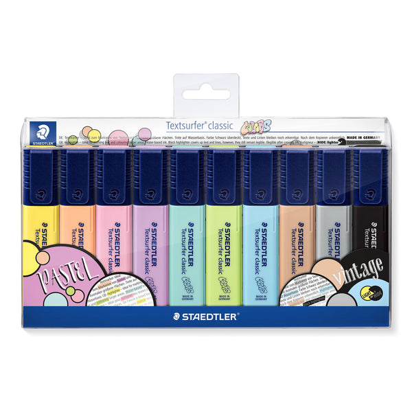 Staedtler Textsurfer Classic Pastel Highlighter Pens - 10 Assorted Colours