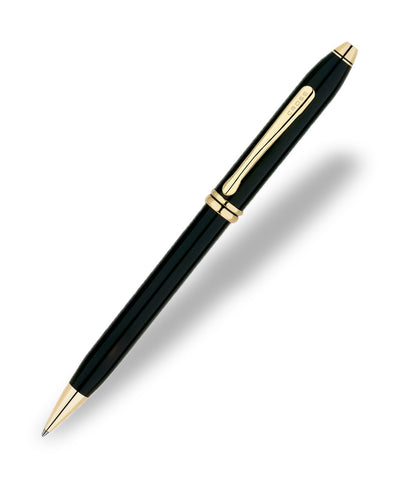 Cross Townsend Ballpoint Pen - Black Lacquer with 23ct Gold Plated Trim