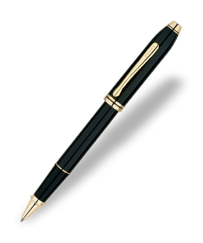 Cross Townsend Rollerball Pen - Black Lacquer with 23ct Gold Plated Trim