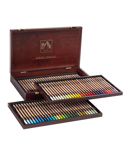 Caran D'Ache Pastel Pencils Coloured Pencils - Set of 84 in Luxury Wooden Box