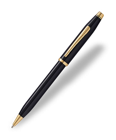 Cross Century II Ballpoint Pen - Black Lacquer with 23ct Gold Plated Trim