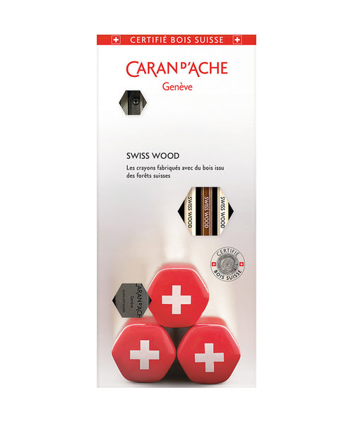 Caran d'Ache Special Edition Swiss Wood Gift Set with 3 Pencils