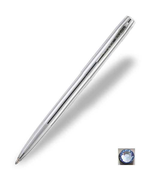 Fisher Cap-O-Matic Space Pen - Chrome with Light Sapphire Swarovski