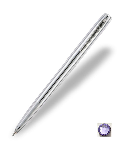 Fisher Cap-O-Matic Space Pen - Chrome with Tanzanite Swarovski