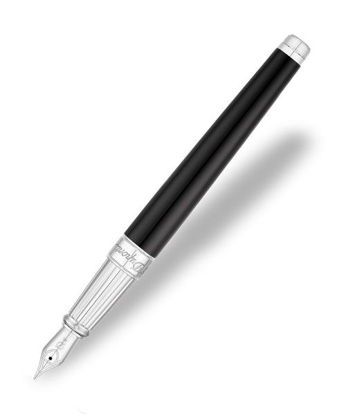 S.T. Dupont Line D Fountain Pen (Large) - Black Lacquer & Palladium