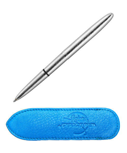 Fisher Bullet Space Pen & Leather Pouch - Brushed Chrome