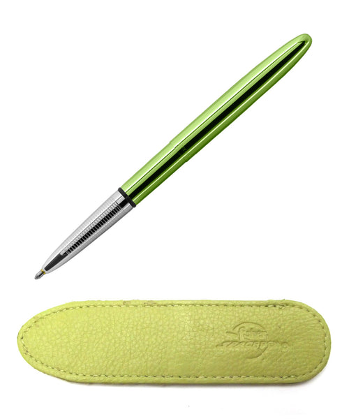 Fisher Bullet Space Pen & Leather Pouch - Lime Green