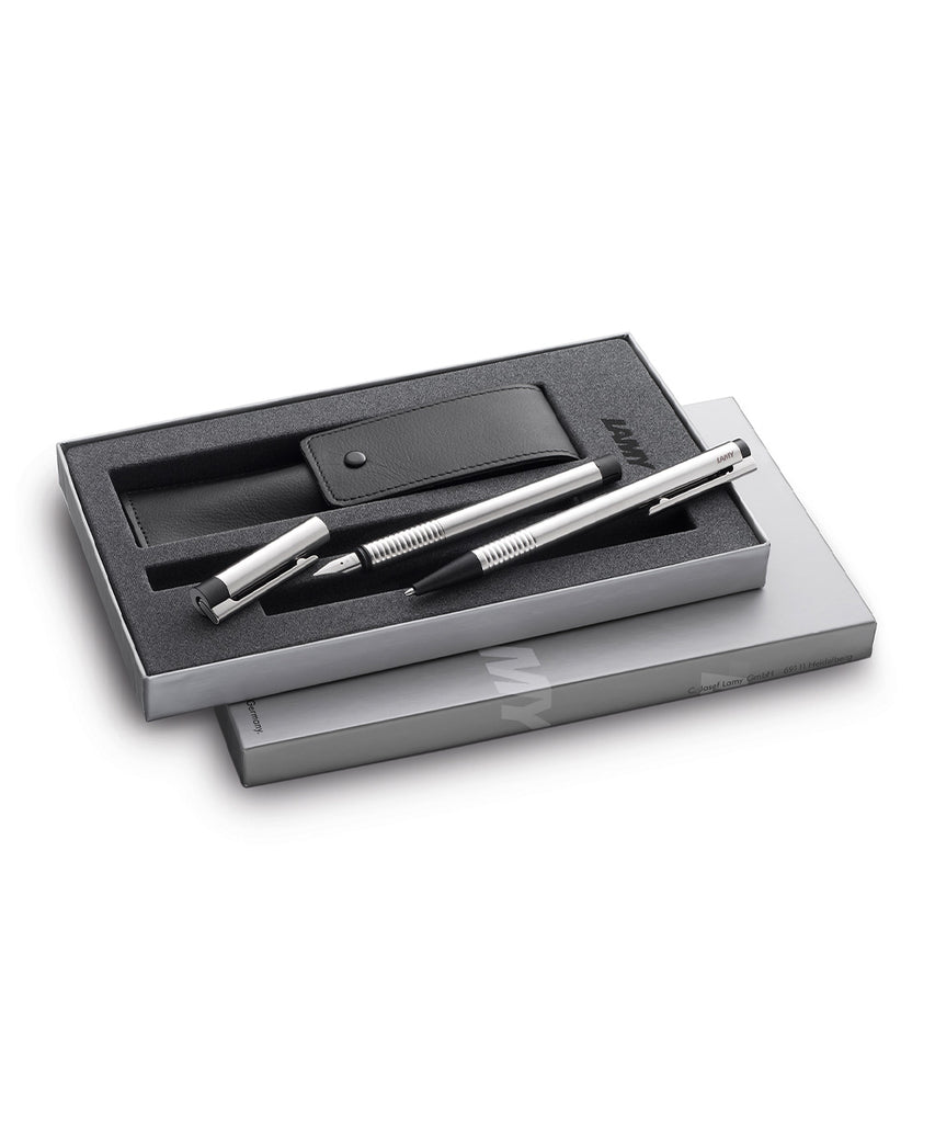 LAMY logo Ballpoint & Fountain Pen Set with Pen Case - Matt Black