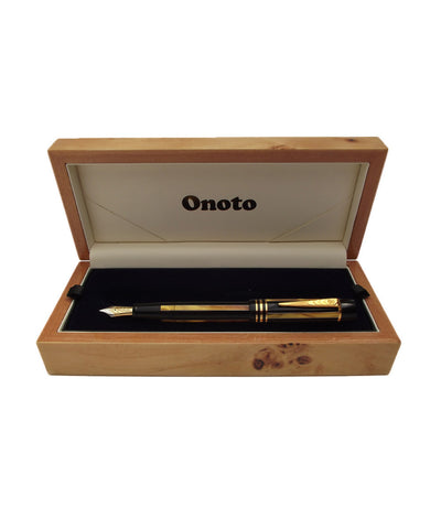 Onoto Pinstripe Fountain Pen - Black & Gold
