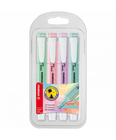 Stabilo Swing Cool Pastel Highlighter Pens - 4 Assorted Colours