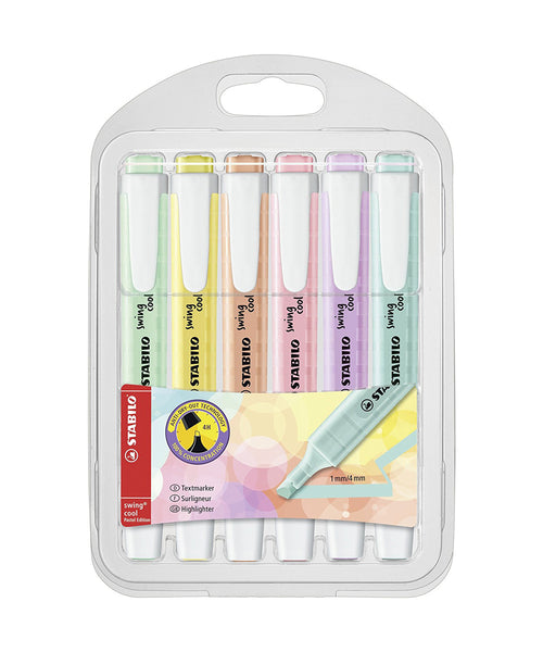 Stabilo Swing Cool Pastel Highlighter Pens - 6 Assorted Colours