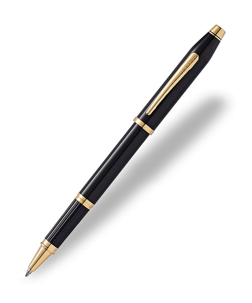 Cross Century II Rollerball Pen - Black Lacquer with 23ct Gold Plated Trim