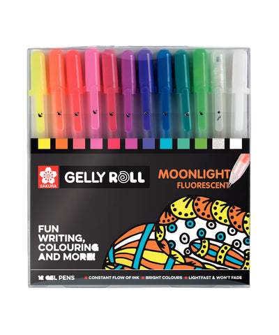 Sakura Gelly Roll Moonlight Fluorescent 12 Mix Pack Rollerball Pens