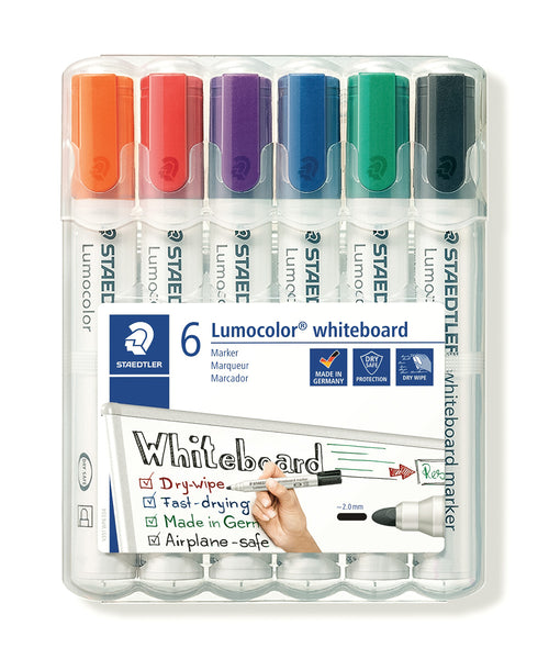 Staedtler Lumocolor Whiteboard Marker Pens - 6 Assorted Colours