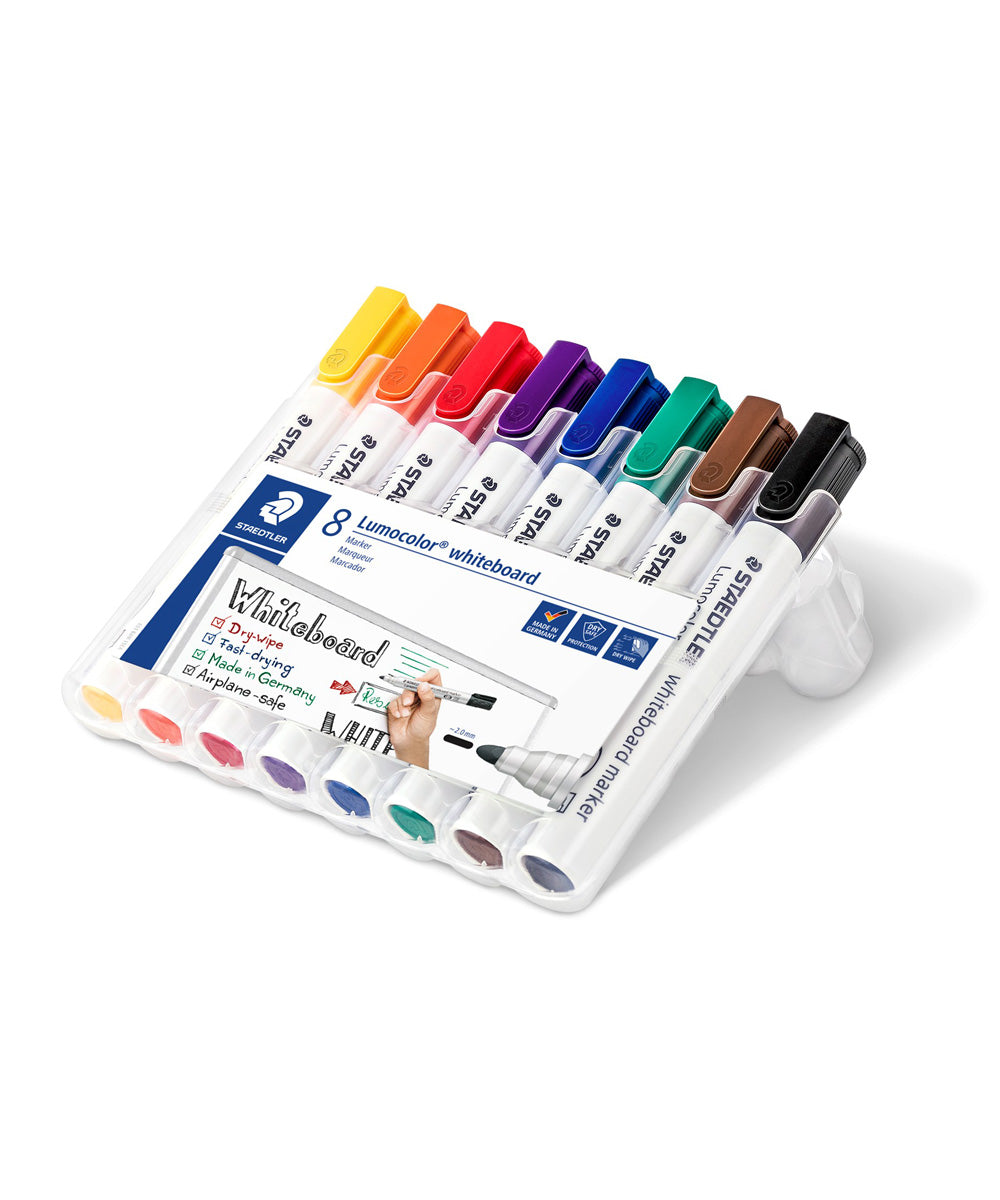 STAEDTLER Lumocolor 351-10 Marqueurs Tableau Blanc Effaçables - 10 Couleurs Assorties