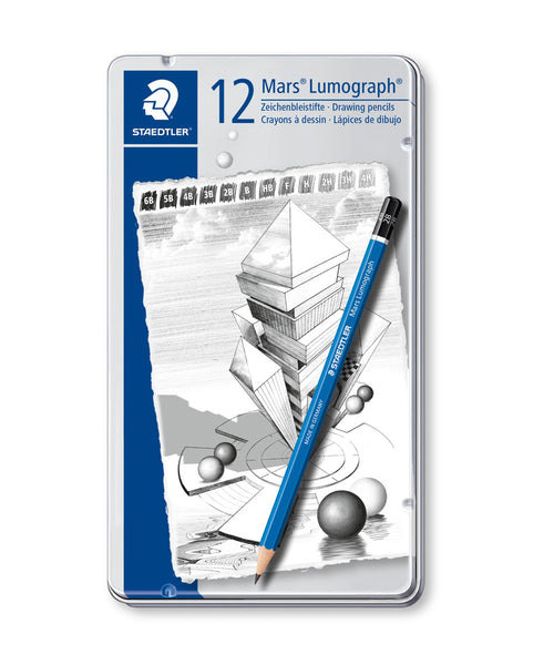 Staedtler Mars Lumograph Pencil - Assorted Tin of 12