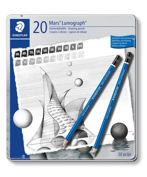 Staedtler Mars Lumograph Pencil - Assorted Tin of 20