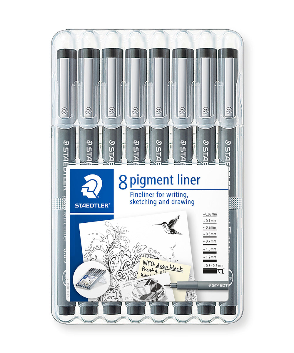 STAEDTLER Pigment Liner 0.3mm - Pack Of 2 Black Ink Fineliner Pens