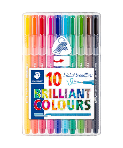 Staedtler Triplus Broadliner Pens - 10 Assorted Colours
