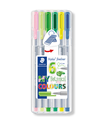 Staedtler Triplus Fineliner Pens - 6 Assorted Botanical Colours