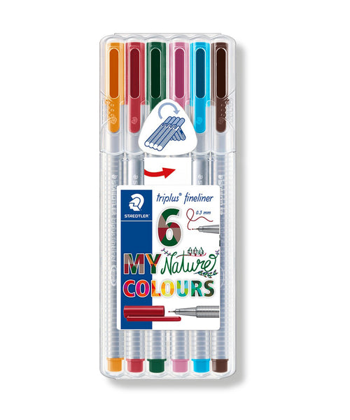 Staedtler Triplus Fineliner Pens - 6 Assorted Nature Colours