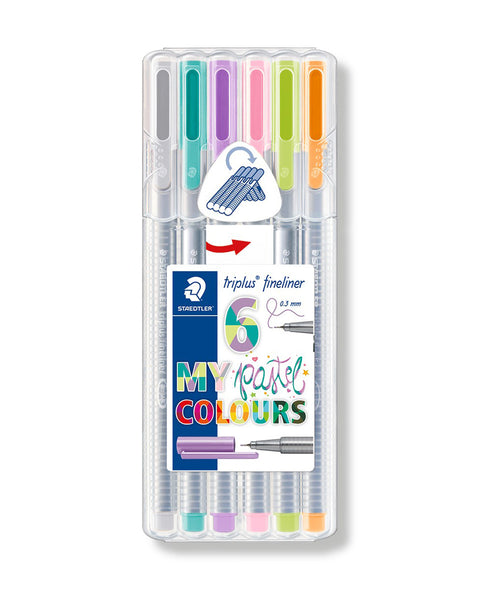 Staedtler Triplus Fineliner Pens - 6 Assorted Pastel Colours