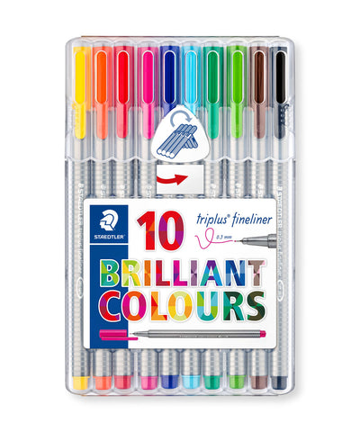 Staedtler Triplus Fineliner Pens - 10 Assorted Colours
