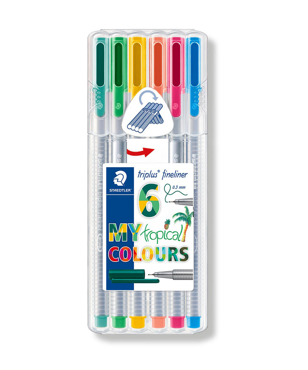 Staedtler Triplus Fineliner Pens 6 Assorted Tropical Colours The staedtler-triplus-fineliner-pens-6-assorted-tropical-colours-the