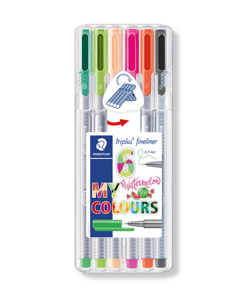 Staedtler Triplus Fineliner Pens - 6 Assorted Watermelon Colours