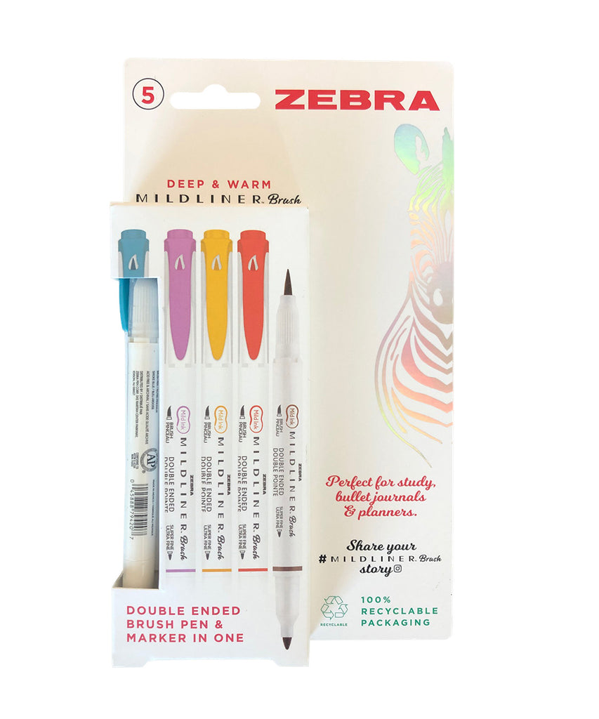 Zebra Mildliner Double Ended Brush Set, Fine and Broad Pen Tips,  Multi-Color, 10 Pack 