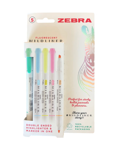 Zebra Mildliner Pastel Highlighter Set - Fluorescent