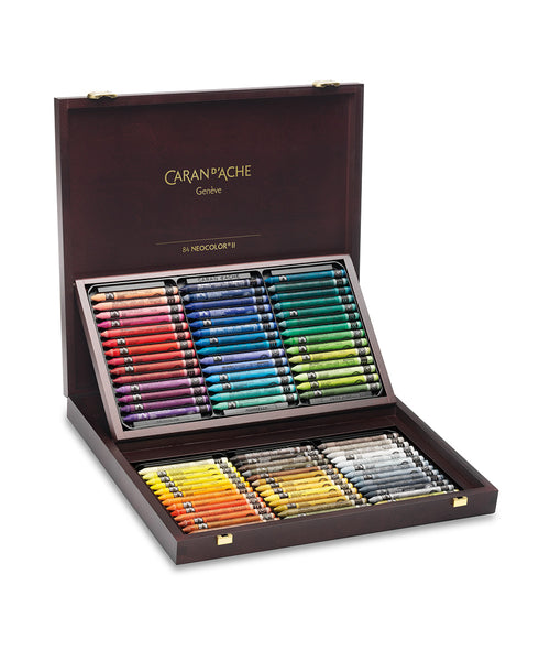 Caran D'Ache Neocolor II Wax Pastels - Set of 84 in Luxury Wooden Box