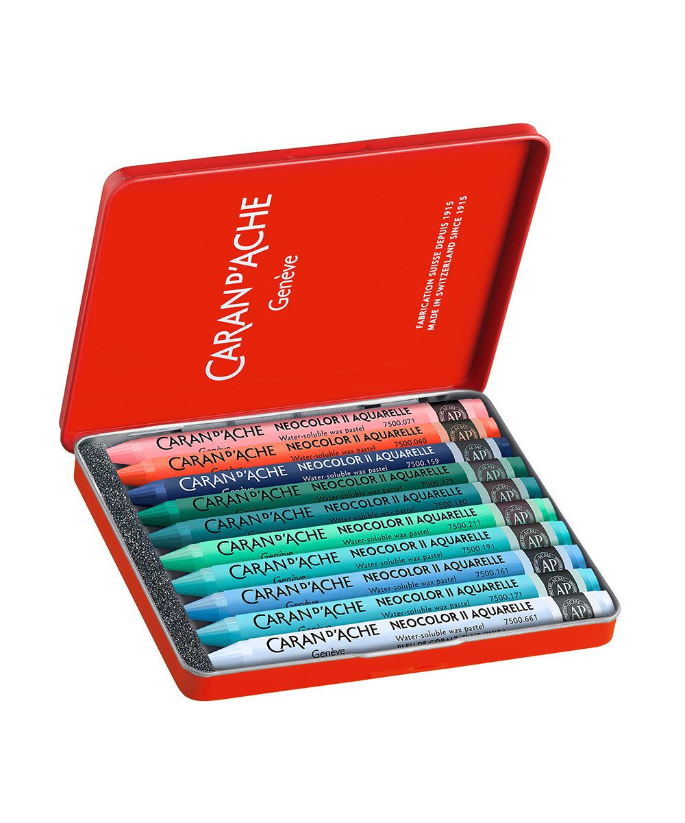 Caran d'Ache Neocolor II Wax Pastels Beya Rebai Set of 10 Cool Colou