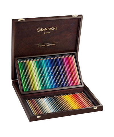Caran D'Ache Supracolor Soft Coloured Pencils - Set of 80 in Luxury Wooden Box